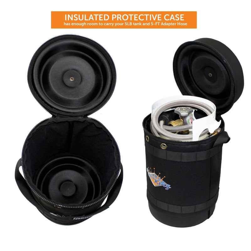 Load image into Gallery viewer, Flame King Propane Gas Hauler Kit 5lb Gauge Propane Tank, Adapter Hose and Insulated Protective Carry Case
