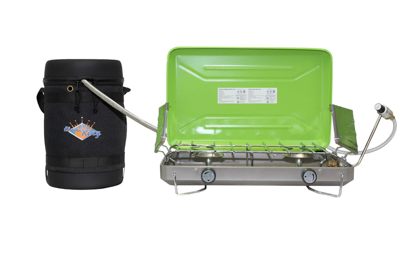 Load image into Gallery viewer, Flame King Propane Gas Hauler Kit 5lb Gauge Propane Tank, Adapter Hose and Insulated Protective Carry Case

