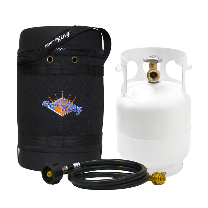 Load image into Gallery viewer, Flame King Propane Gas Hauler Kit 5lb Propane Tank, Adapter Hose and Insulated Protective Carry Case
