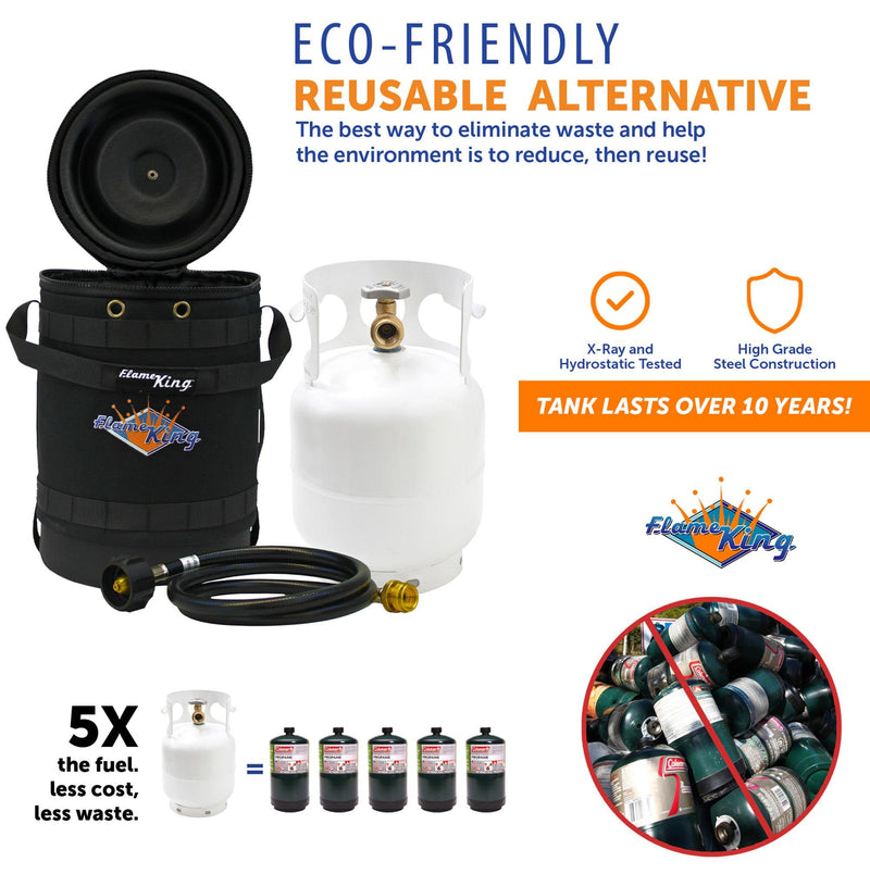 Load image into Gallery viewer, Flame King Propane Gas Hauler Kit 5lb Propane Tank, Adapter Hose and Insulated Protective Carry Case
