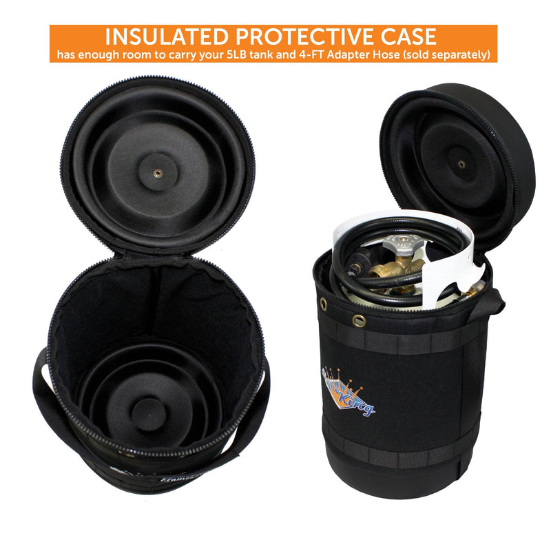 Load image into Gallery viewer, Flame King Propane Gas Hauler Kit 5lb Propane Tank, Adapter Hose and Insulated Protective Carry Case
