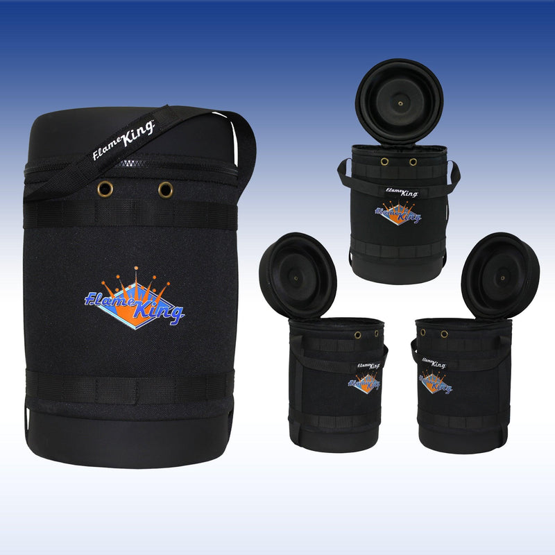 Load image into Gallery viewer, Flame King Propane Gas Hauler Kit 5lb Propane Tank, Adapter Hose and Insulated Protective Carry Case
