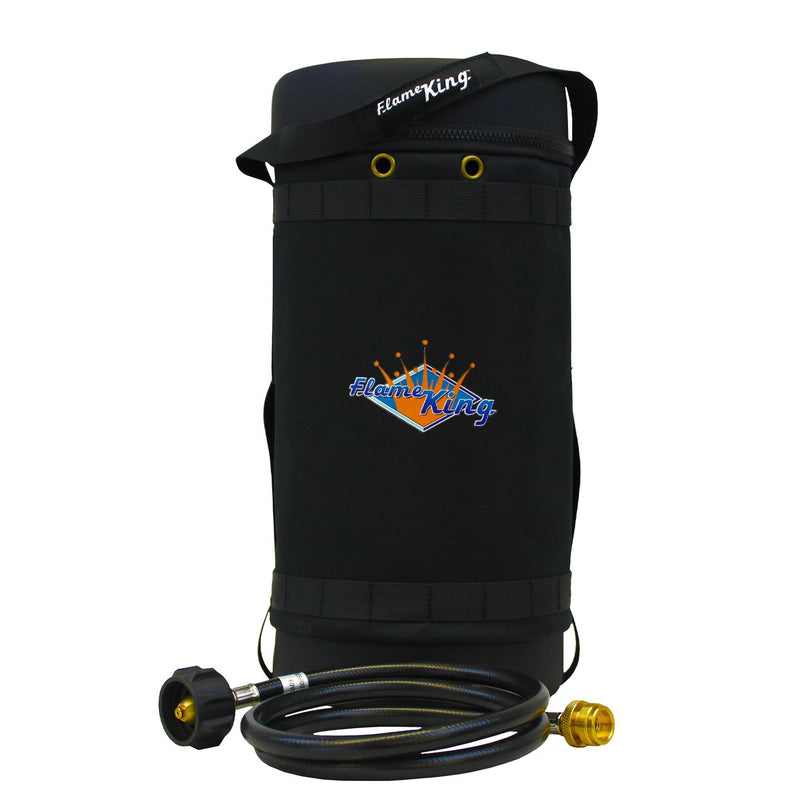 Load image into Gallery viewer, Flame King Propane Gas Hauler Kit-Insulated Protective Carry Case for 10lb Propane Tank plus Adapter Hose
