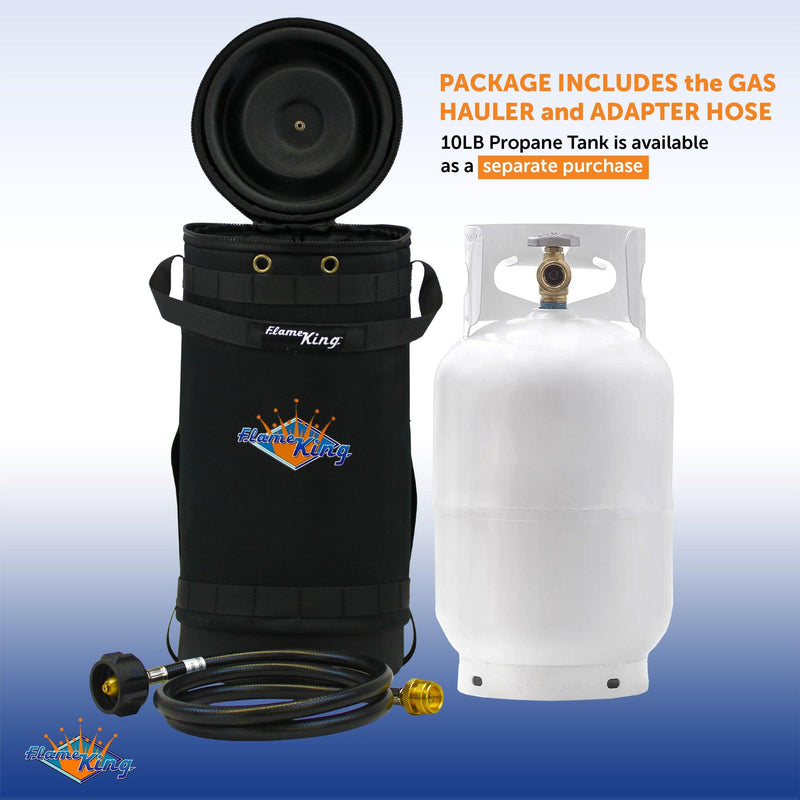 Load image into Gallery viewer, Flame King Propane Gas Hauler Kit-Insulated Protective Carry Case for 10lb Propane Tank plus Adapter Hose
