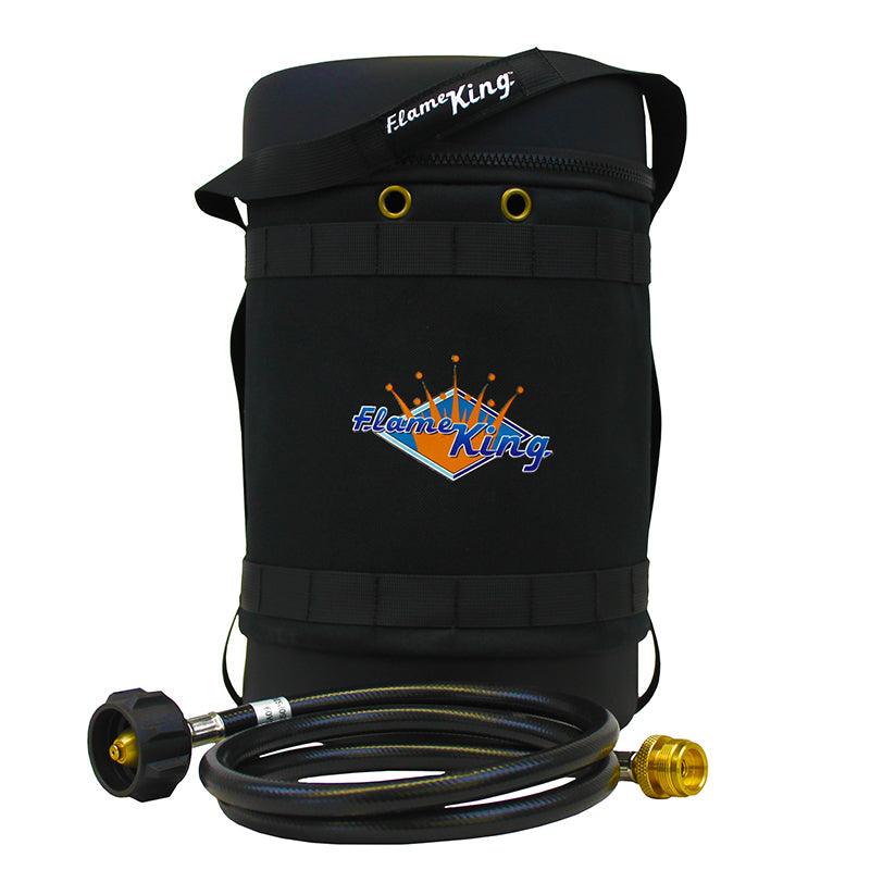Load image into Gallery viewer, Flame King Propane Gas Hauler Kit-Insulated Protective Carry Case for 5lb Propane Tank plus Adapter Hose

