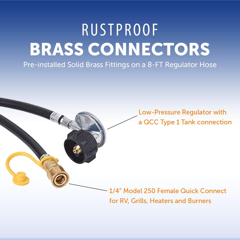Load image into Gallery viewer, Flame King Propane Regulator Hose with Quick Connect – 12 feet
