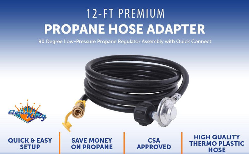 Load image into Gallery viewer, Flame King Propane Regulator Hose with Quick Connect – 12 feet
