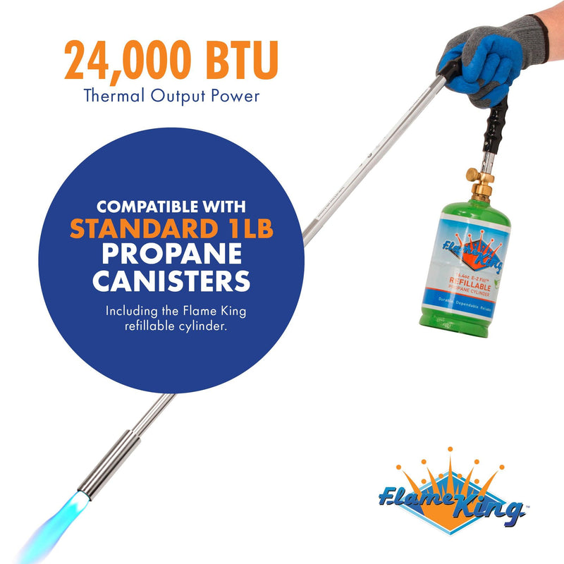 Load image into Gallery viewer, Flame King Propane Torch Weed Burner with Integrated Lighter
