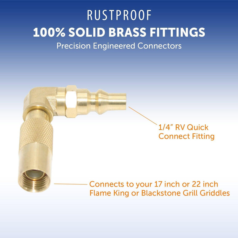 Load image into Gallery viewer, Flame King RV Quick Connect Elbow Adapter for 17&quot; or 22&quot; Griddle
