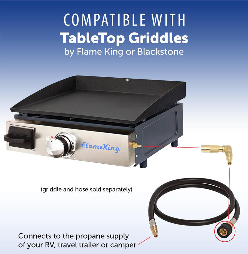 Load image into Gallery viewer, Flame King RV Quick Connect Elbow Adapter for 17&quot; or 22&quot; Griddle
