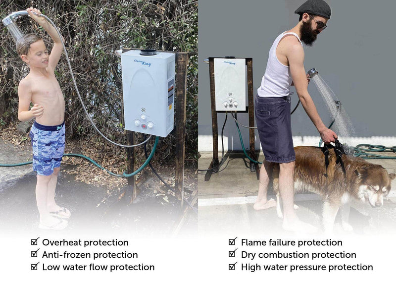 Load image into Gallery viewer, Flame King Tankless Outdoor Portable Camping Hot Shower Propane Gas 10L 2.64GPM Water Heater 68,000 BTU
