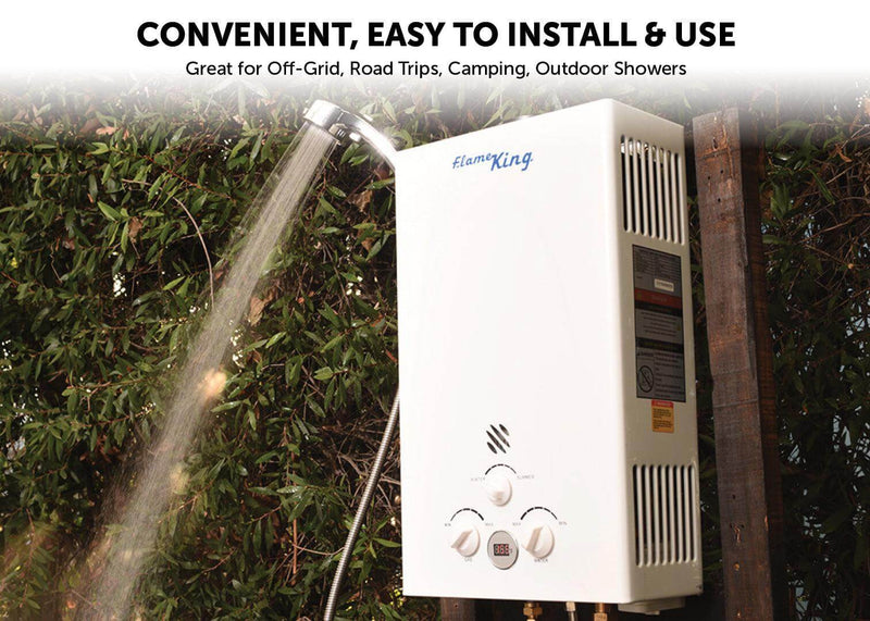 Load image into Gallery viewer, Flame King Tankless Outdoor Portable Camping Hot Shower Propane Gas 10L 2.64GPM Water Heater 68,000 BTU
