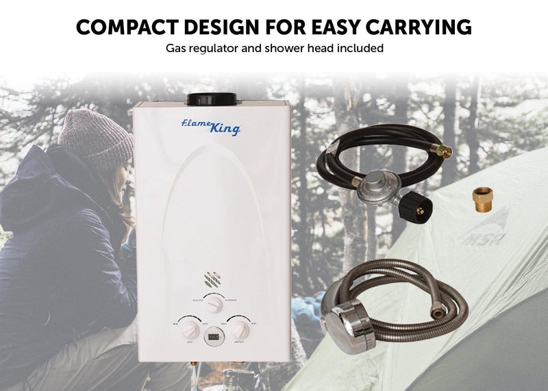 Load image into Gallery viewer, Flame King Tankless Outdoor Portable Camping Hot Shower Propane Gas 10L 2.64GPM Water Heater 68,000 BTU
