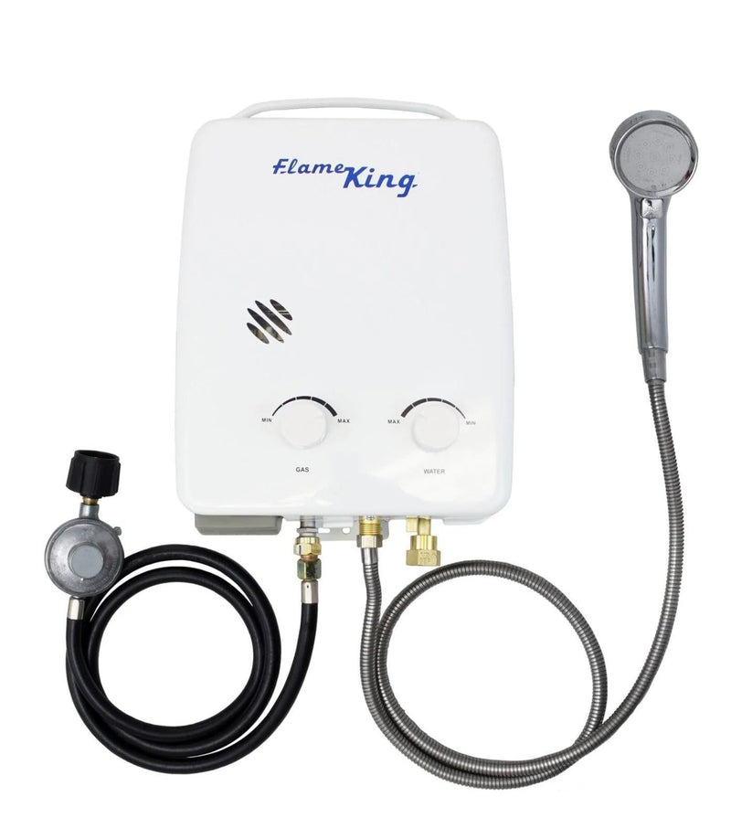 Load image into Gallery viewer, Flame King Tankless Outdoor Portable Camping Hot Shower Propane Gas 5L 1.32GPM Water Heater 34,000 BTU
