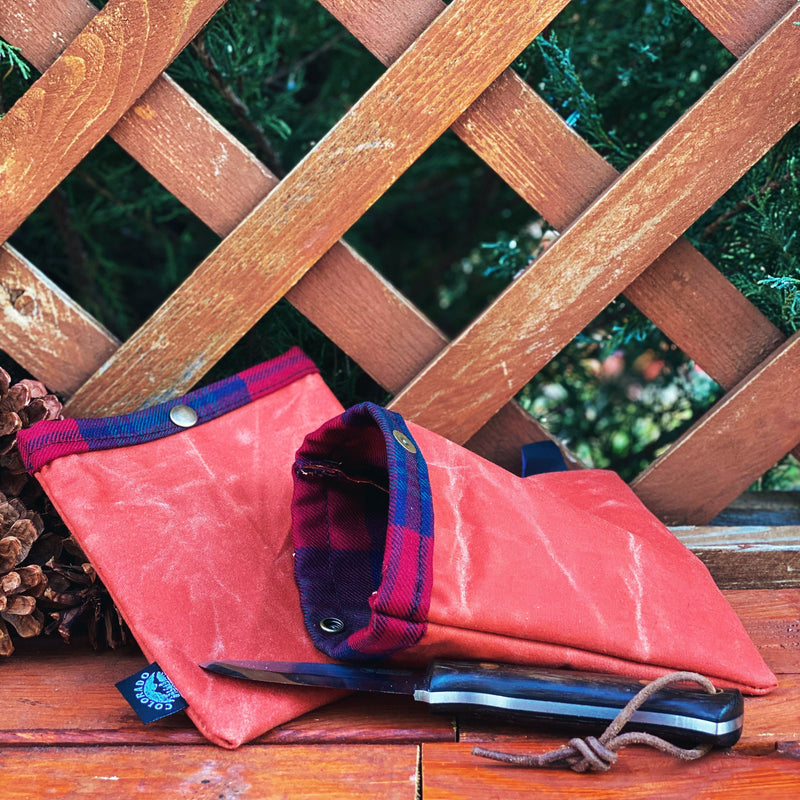 Load image into Gallery viewer, Set of Two Small Handmade Waxed Canvas and Wool Ditty Bags for Bushcraft Camping Outdoors (Various Colors)
