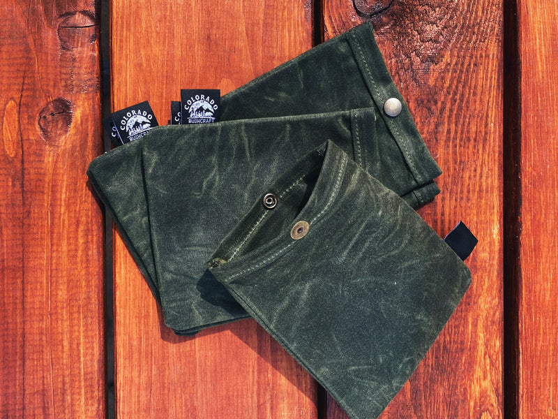 Load image into Gallery viewer, Set of Two Small Handmade Waxed Canvas Ditty Bags for Bushcraft Camping Outdoors (Various Colors)
