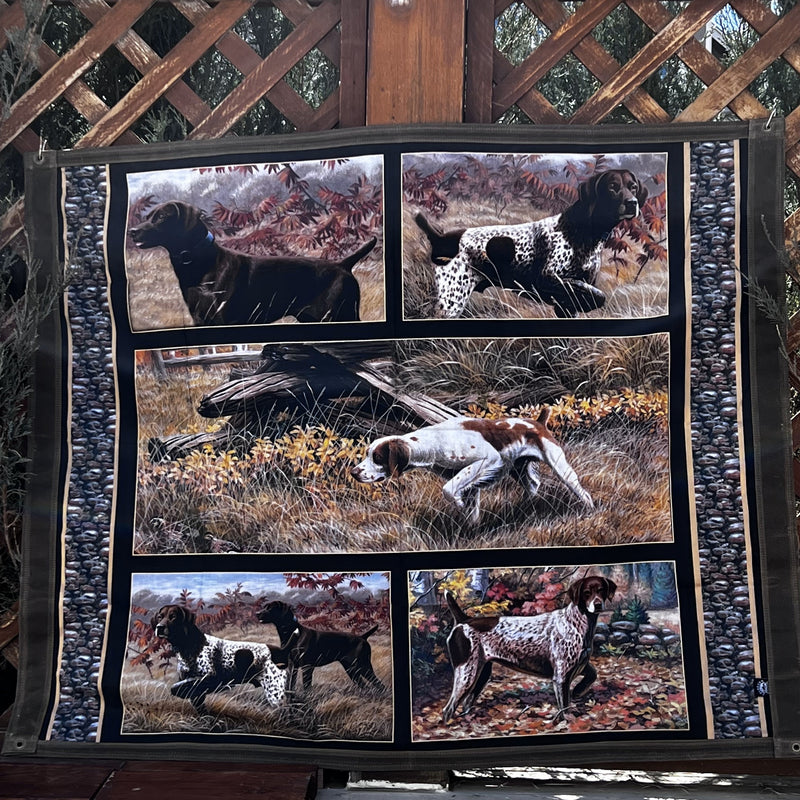 Load image into Gallery viewer, Large Waxed Canvas and Bird Dog Print Cotton Lined Bushcraft Ground Cloth
