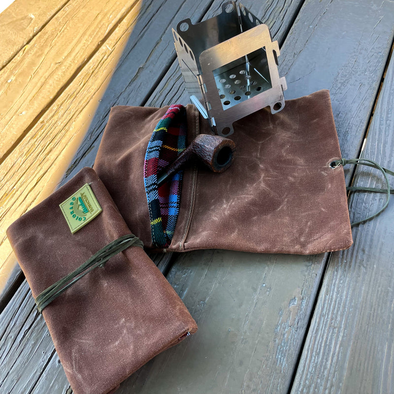 Load image into Gallery viewer, Handmade Waxed Canvas Bushcraft Roll Pouch For Pipe Tobacco Stove EDC  (Various Colors)

