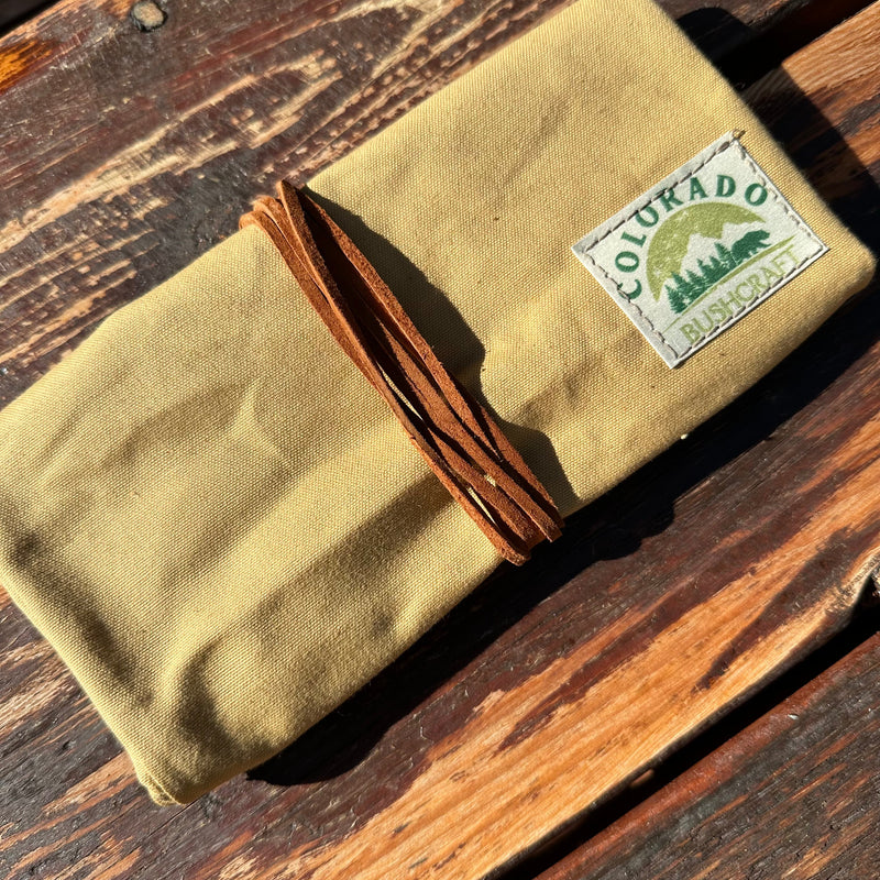 Load image into Gallery viewer, Handmade Waxed Canvas Bushcraft Roll Pouch For Pipe Tobacco Stove EDC  (Various Colors)
