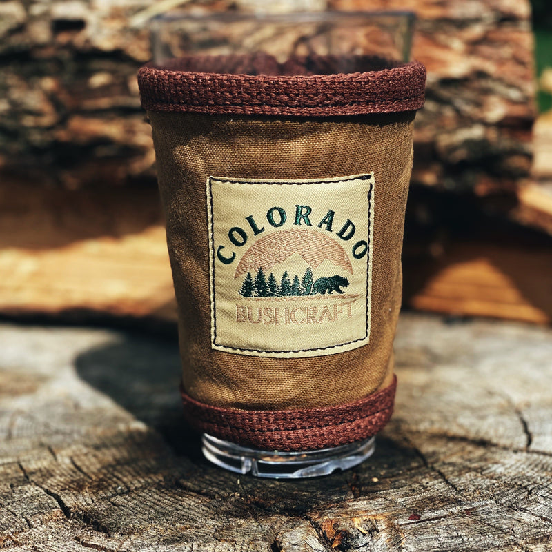 Load image into Gallery viewer, Bushcraft Waxed Canvas Pint Glass Cosy Cooler Coozie Cozy Insulated (Various Colors)
