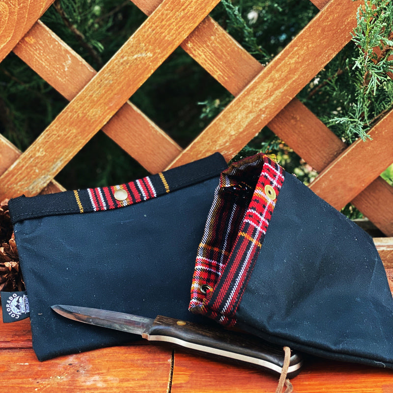Load image into Gallery viewer, Set of Two Small Handmade Waxed Canvas and Wool Ditty Bags for Bushcraft Camping Outdoors (Various Colors)
