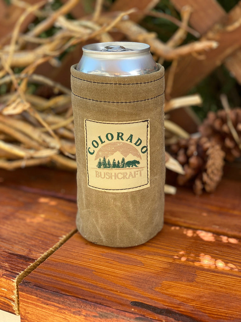 Load image into Gallery viewer, Bushcraft Waxed Canvas Can Cosy Cooler Coozie Cozy Insulated (16 oz / pint - Various Colors)
