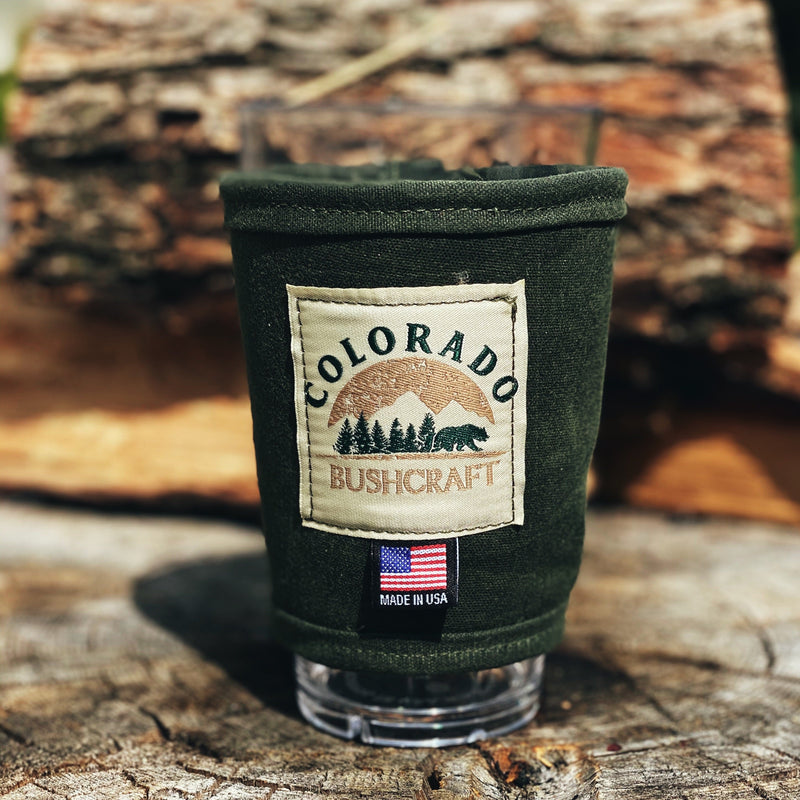 Load image into Gallery viewer, Bushcraft Waxed Canvas Pint Glass Cosy Cooler Coozie Cozy Insulated (Various Colors)
