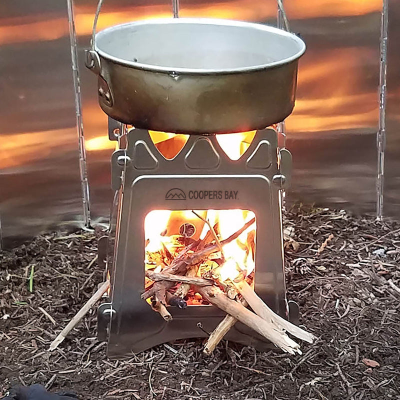 Load image into Gallery viewer, Hiker Twig Stove and Ferro Firestarting Package - Choice or Stainless Steel or Titanium

