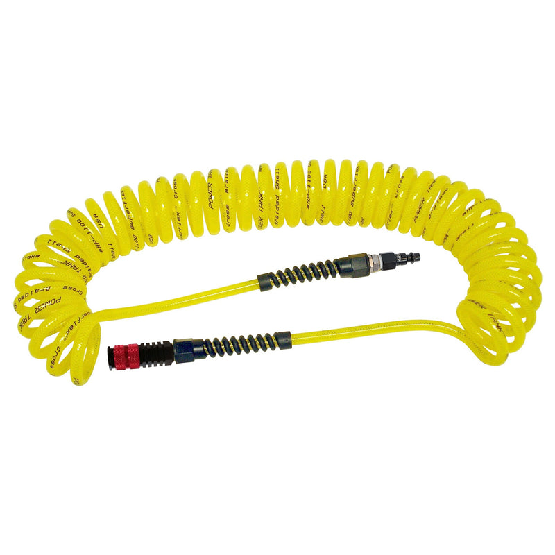 Load image into Gallery viewer, Air Hose 30 ft. Coiled 1/4&quot; NPT Male Thread Superflex High Pressure Yellow Power Tank
