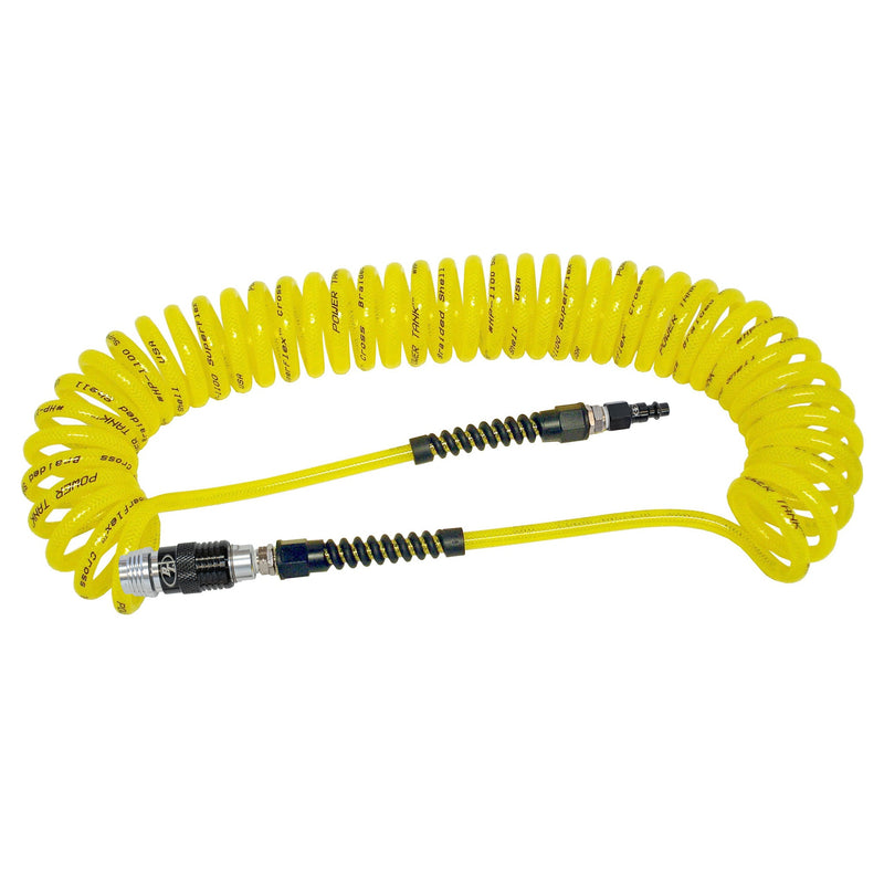 Load image into Gallery viewer, Air Hose 30 ft. Coiled 1/4&quot; NPT Male Thread Superflex High Pressure Yellow Power Tank
